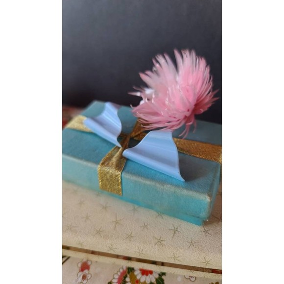 1980s Light Blue Wavy Triangular Earrings - Picture 4 of 10